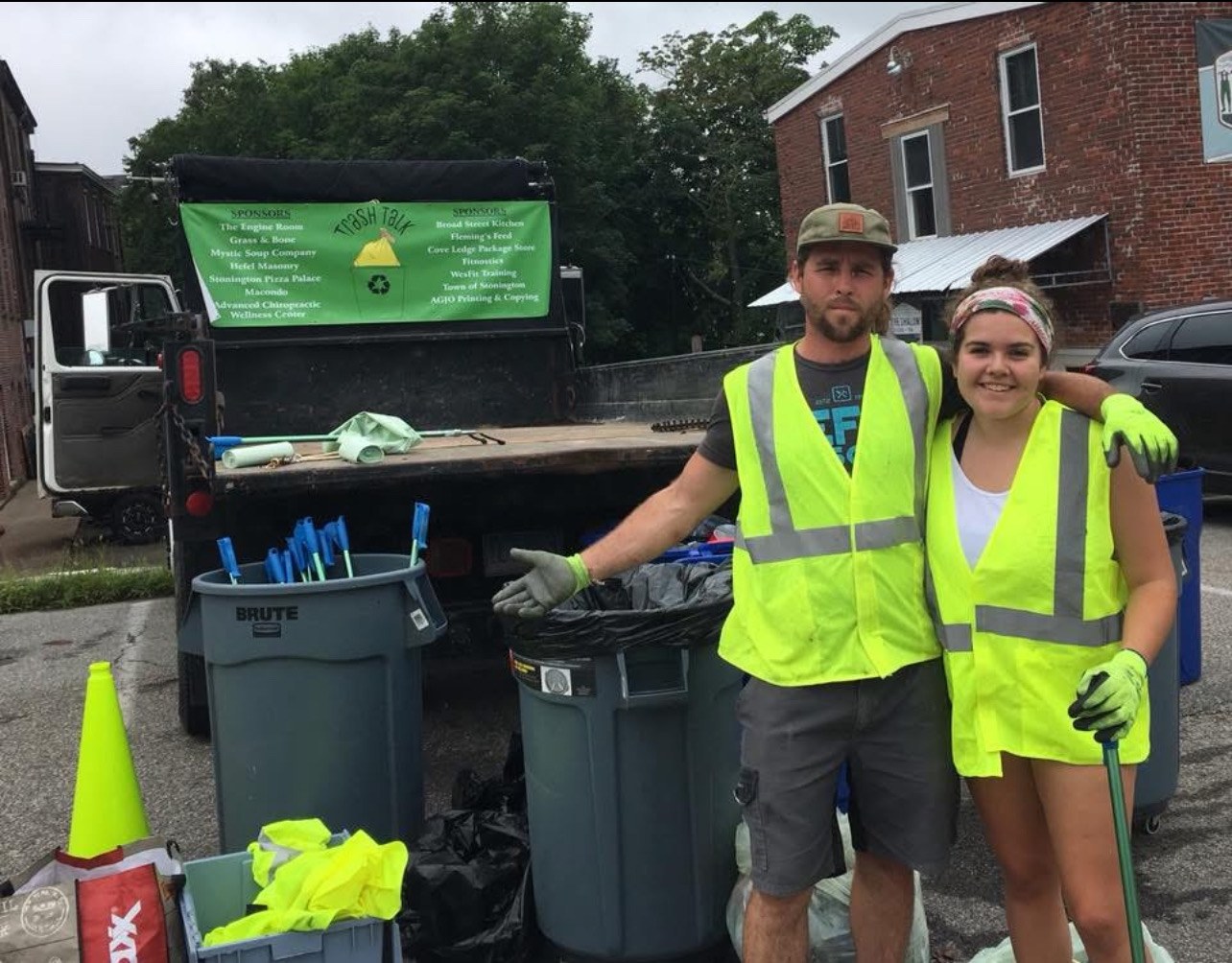 Thaler Hefel volunteering at a community cleanup